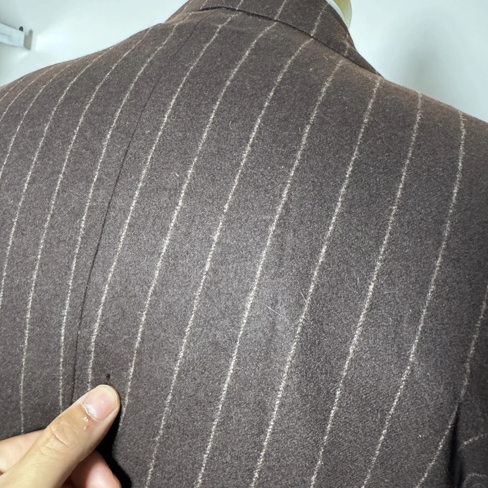 Polo‎ Ralph Lauren 3-Piece Suit Men 40R 34W Brown Stripe Wool Cashmere Italy